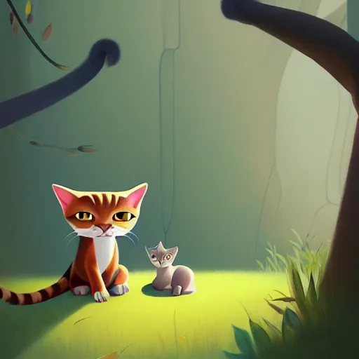 Prompt: goro fujita illustration a young little cat in the jungle by goro fujita, painting by goro fujita, sharp focus, highly detailed, artstation