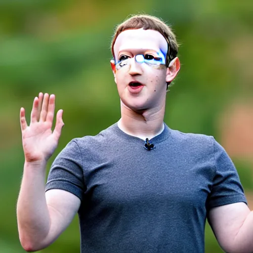 Image similar to Mark Zuckerberg talking to a live frog