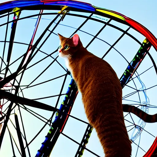 Prompt: cat!! in a ferris wheel, photo, stock