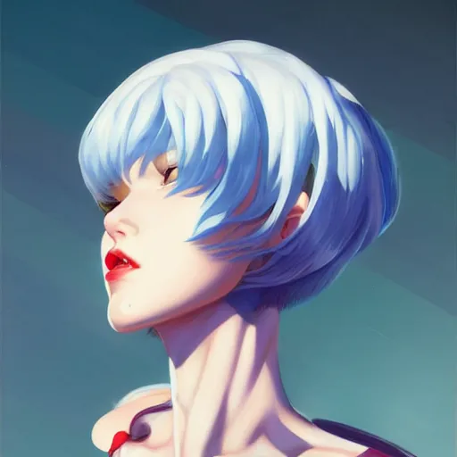 Image similar to portrait of Rei Ayanami, League of Legend illustration, asymmetrical, profile picture, Organic Painting, sunny day, Matte Painting, bold shapes, hard edges, street art, trending on artstation, by Sam Youn and Gil Elvgren and Sachin Teng