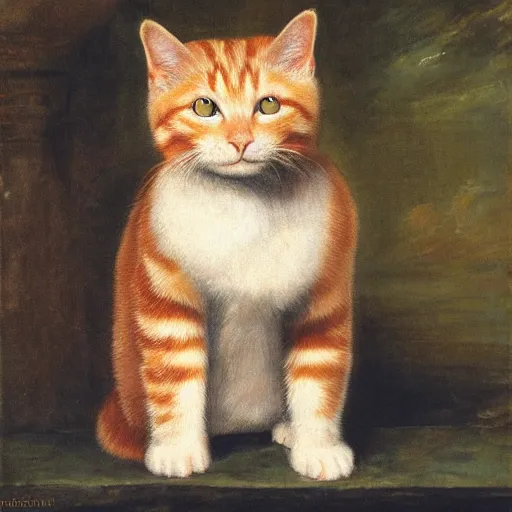 Prompt: high definition portrait of a ginger cat by John Constable