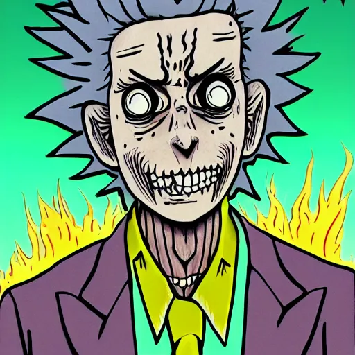 Image similar to Rick Sanchez, by Junji Ito