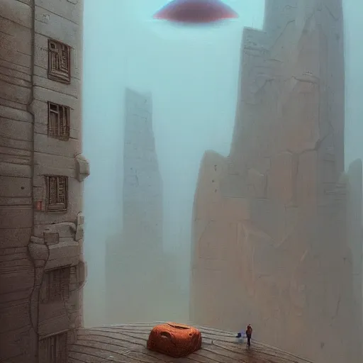 Image similar to loneliness in a city on planet mars by zdzislaw beksinski and tyler edlin and tiffany bozic, muted colors, pastel, detailed, great composition, artstation