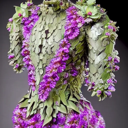 Image similar to an armor made of orchids. intricate. detailed. hyper real.