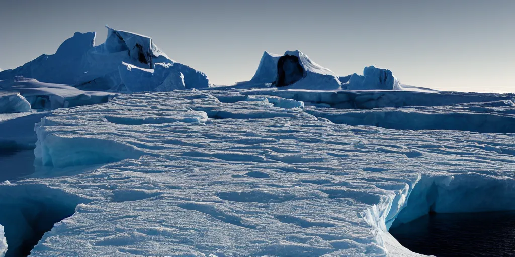 Image similar to a great photograph of the most amazing golf hole in the world, perfect light, antarctica on the most beautiful day, on top of an iceberg, ambient light, 5 0 mm, golf digest, top 1 0 0, fog