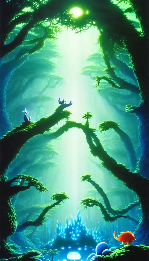 Image similar to a forest of ori in the blind forest, studio ghibli, painted by tim white, michael whelan, j. c. 8 k