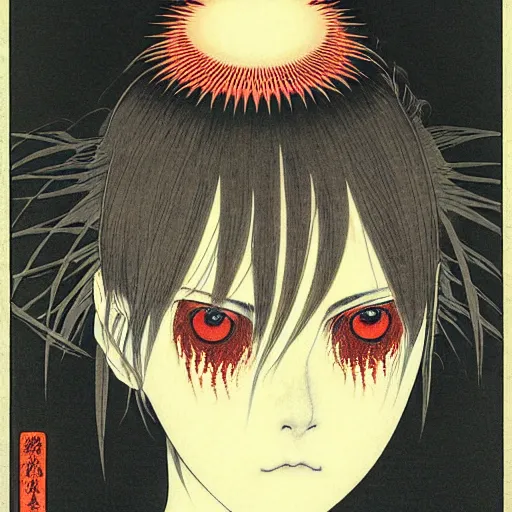 Image similar to prompt : portrait of muse soft light painted by takato yamamoto, rinnegan eyes inspired by ninja anime, smooth face feature, intricate oil painting, high detail, sharp high detail, manga and anime