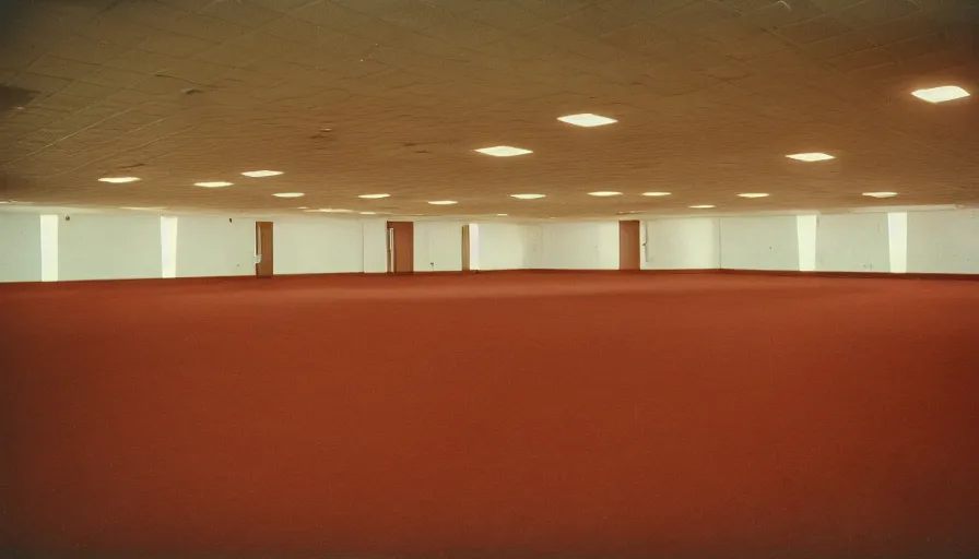 Prompt: 60s movie still of a liminal space sovietic stalinist style empty ballroom, cinestill 800t 50mm eastmancolor, heavy grain-s 150