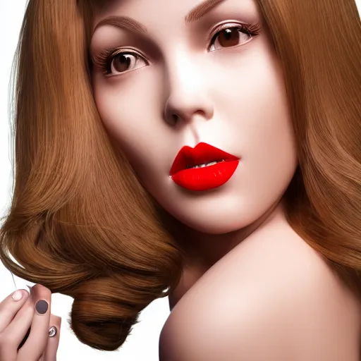 Prompt: complex 3 d render, ultra detailed, realistic photo of a beautiful porcelain skin woman, oval shape face, black long hair, full body, wearing dress, detailed almond eyes shape, red lipstick, plump lips, beautiful, studio photo, proportional