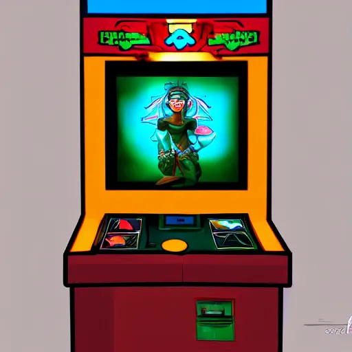 Image similar to arcade machine, art by ocellus_services + francy_artist + artofsephy,