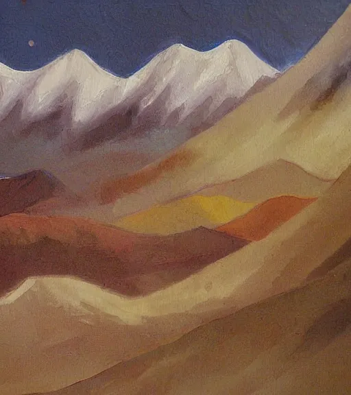 Prompt: painting of mountains by yun shouping