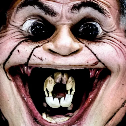 Image similar to grinning 😀 grin smile large smile big smile grin teeth open wide scary horror