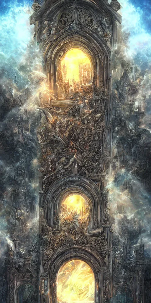 Prompt: The gate to the eternal kingdom of Heaven, fantasy, digital art, HD, detailed.