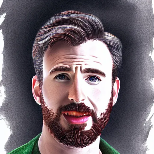 Image similar to portrait of chris evans, highly detailed, centered, solid color background, digital painting