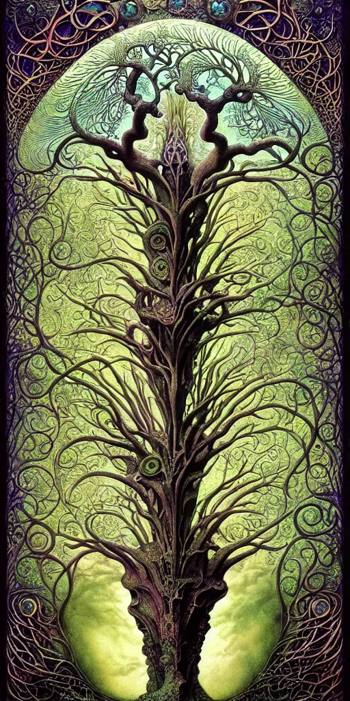 Image similar to tree of life by roger dean and andrew ferez, art forms of nature by ernst haeckel, divine chaos engine, symbolist, visionary, art nouveau, botanical fractal structures, organic, detailed, realistic, surreality