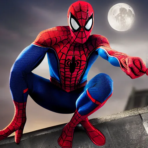 Image similar to characters portrait of Spiderman merged with MoonKnight, merged, 4k, highly detailed, cinematic lighting