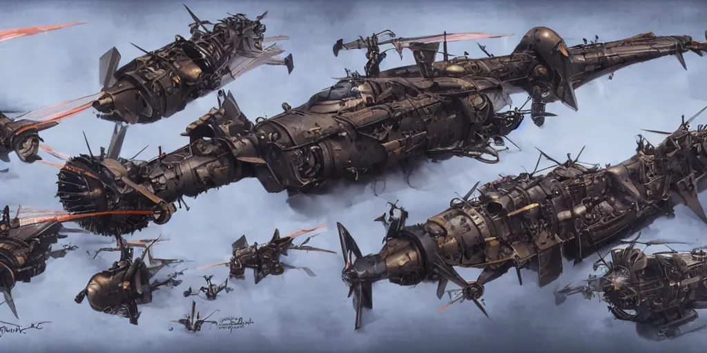 Image similar to war of steampunk attack helicopters, concept art, industrial design, detailed, 4 k, smooth curves, azure sky