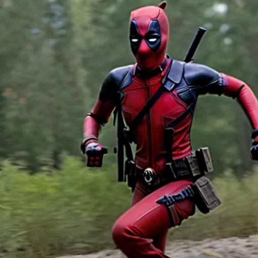 Image similar to film still of emma watson running in deadpool, 4k