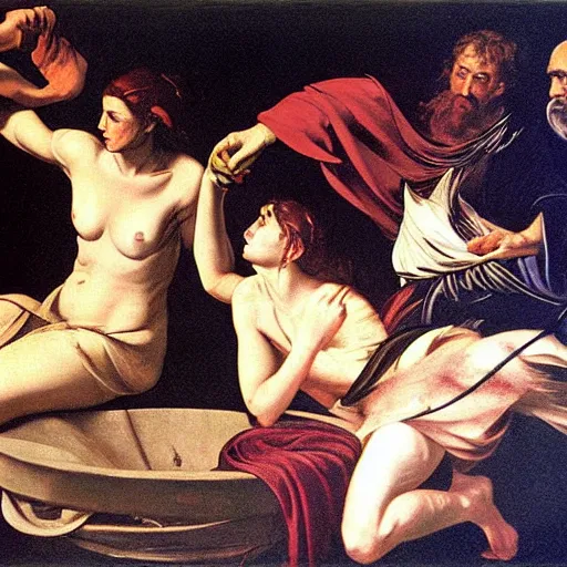 Image similar to circe of the odyssey, art by caravaggio