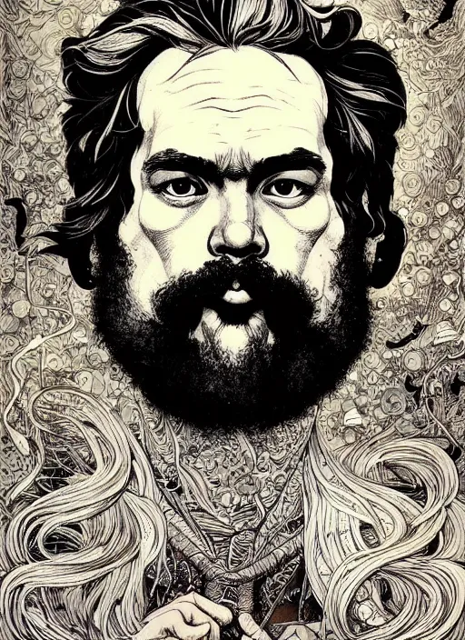 Image similar to portrait of marx painted in ian mcque style drawn by vania zouravliov and takato yamamoto, inspired by gods, intricate acrylic gouache painting, high detail, sharp high detail, artstation