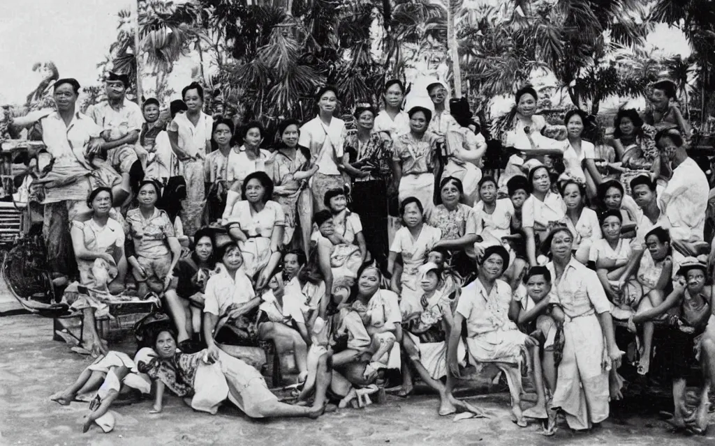 Prompt: city of denpasar bali in the year 1 9 4 5, perfect faces.