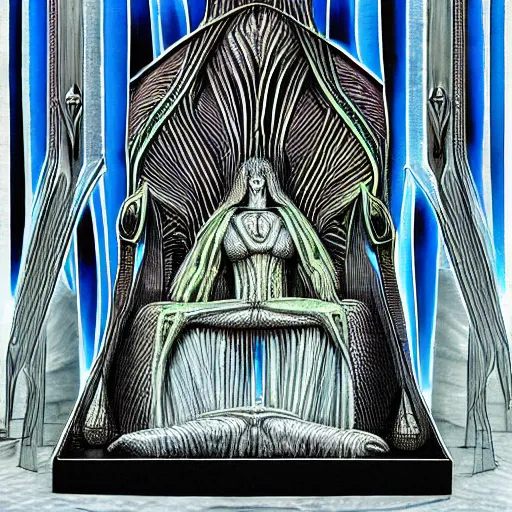 Prompt: throne of god by HR Giger. polychromatic color scheme