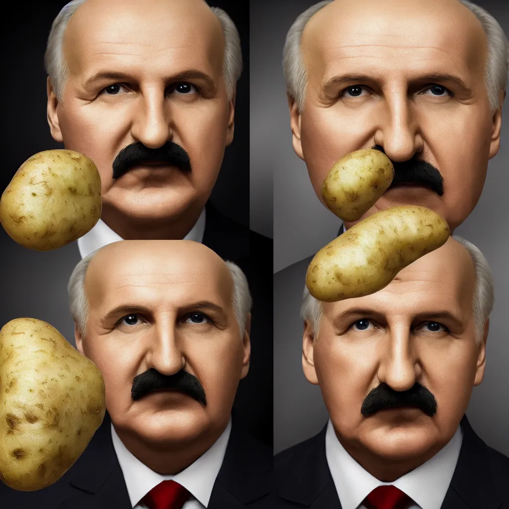 Image similar to portrait of alexander lukashenko face swapped with potato, very detailed, 4 k, professional photography