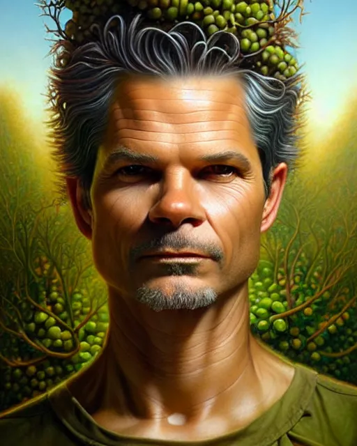 Image similar to detailed portrait of timothy olyphant olive!! olives!! tree! by tomasz alen kopera and peter mohrbacher and johanna martine! and margaret keane! coherent luminescent