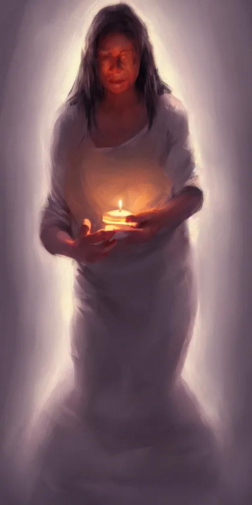 Image similar to Lupe Fuentesl close to a candle in dark room, prison, dramatic light, highly detailed, digital painting, artstation, concept art