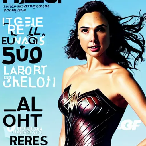 Image similar to gal gadot lizard obese, covier of a female magazine