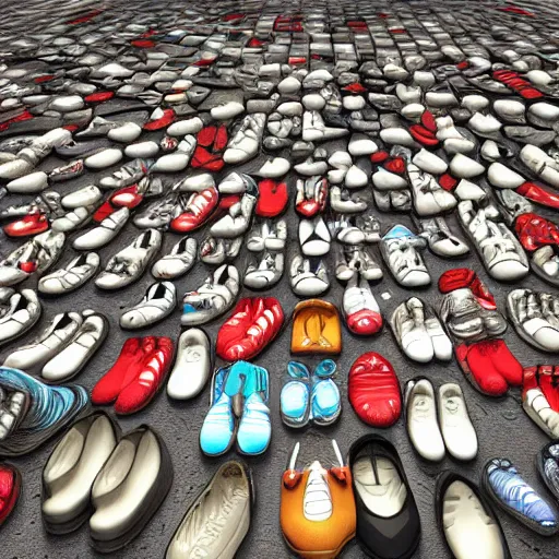 Image similar to 1 st person pov looking down at shoes, digital art, detailed, trending in artstation