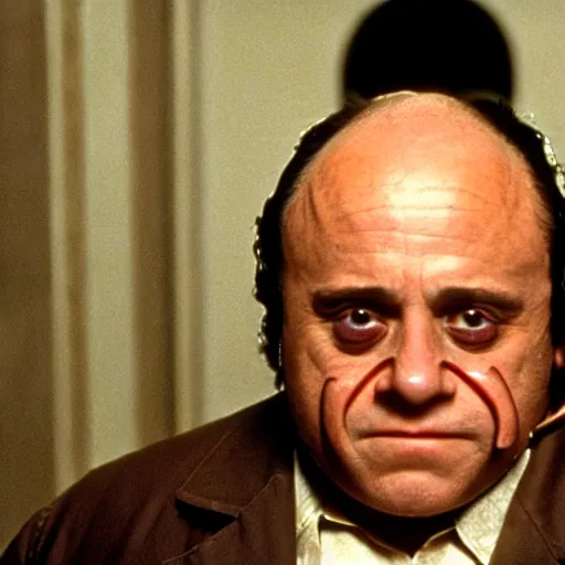 Image similar to A movie still of Danny Devito as Hannibal Lecter in Silence of the Lambs