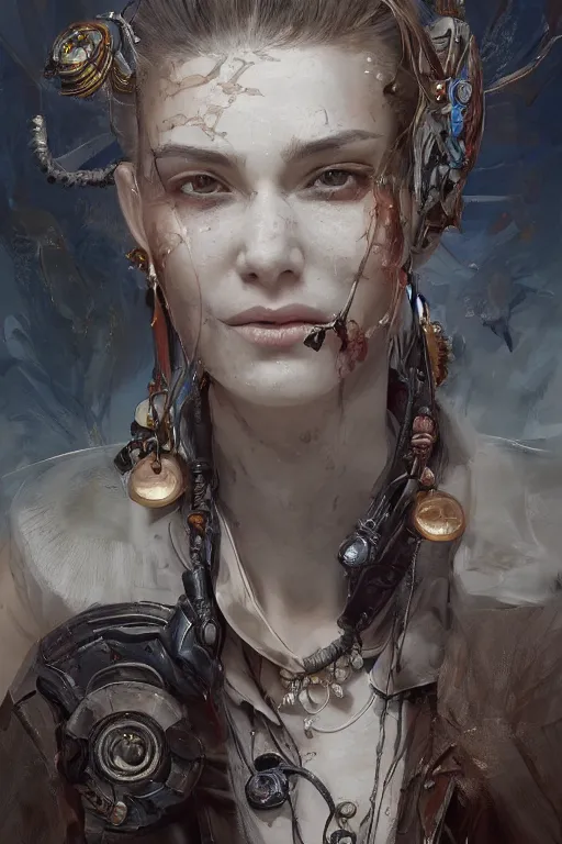 Image similar to A masterpiece portrait of a Incredibly beautiful queer Syberian post apocalyptic shaman girl . medium shot, intricate, elegant, highly detailed. trending on artstation, digital art, by Stanley Artgerm Lau, WLOP, Rossdraws, James Jean, Andrei Riabovitchev, Marc Simonetti, Yoshitaka Amano