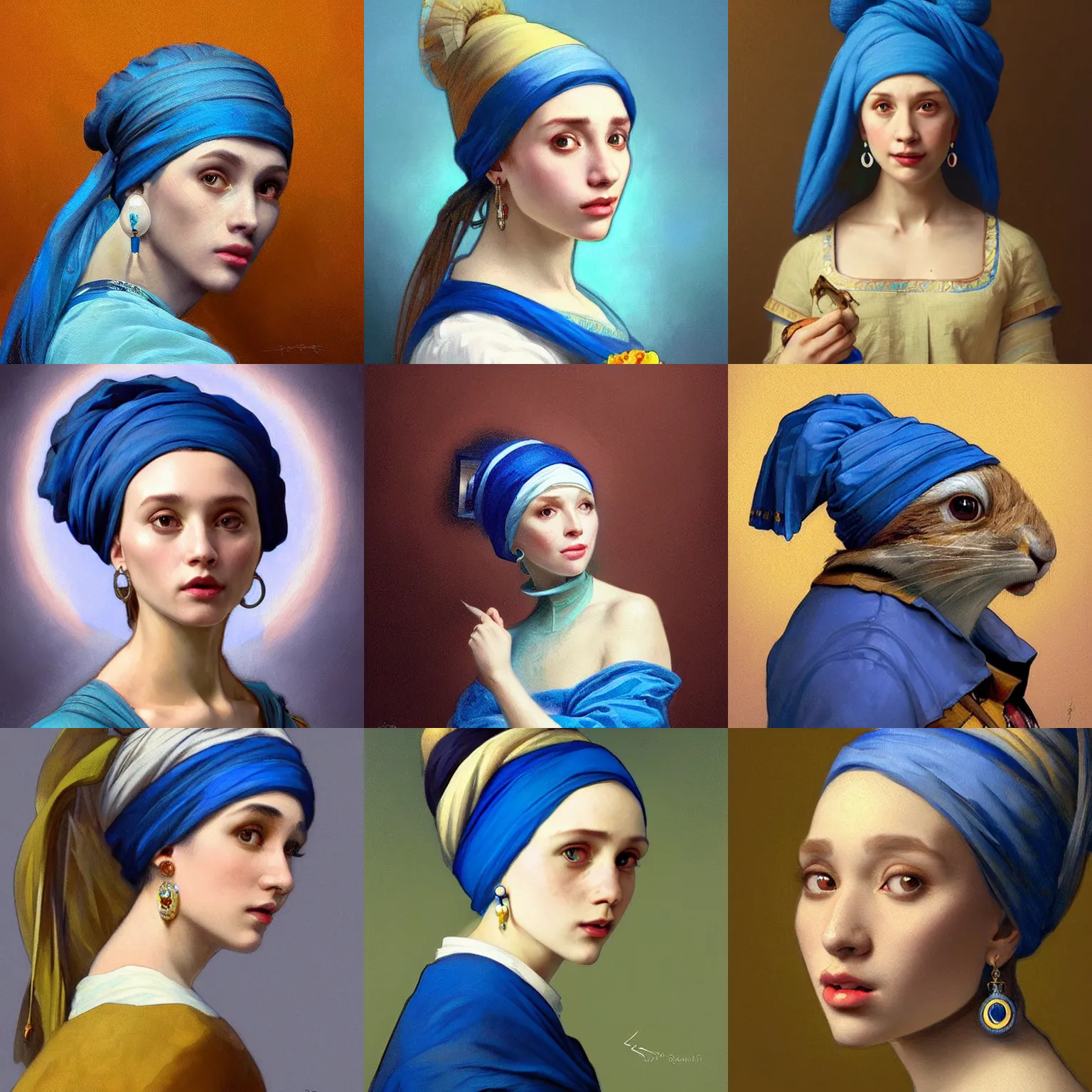 Prompt: beautiful painting of blue golang Gopher with a Pearl Earring, highly detailed, digital painting, artstation, concept art, sharp focus, illustration, art by artgerm and greg rutkowski and alphonse mucha