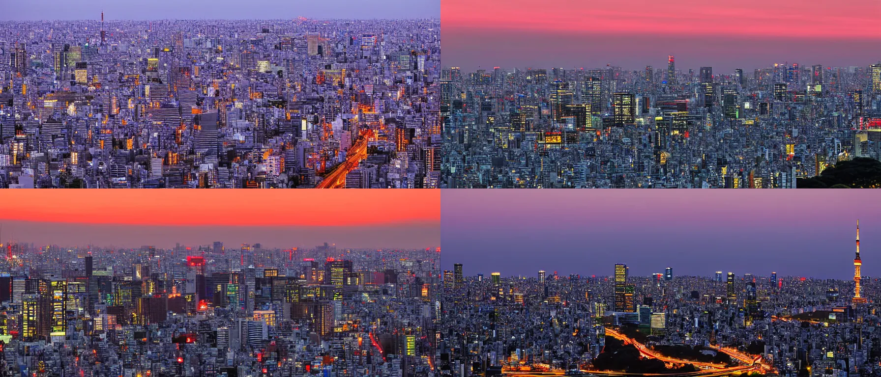 Prompt: The skyline of Tokyo at sunset, photograph