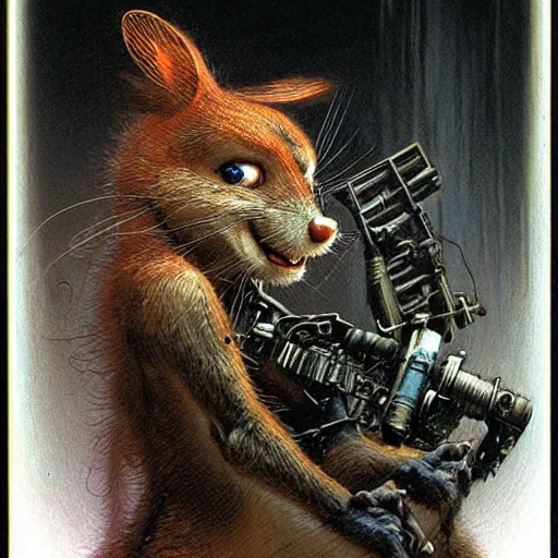 Image similar to portrait of gadget hackwrench from chip'n dale rescue rangers by luis royo and wayne barlowe, beksinski