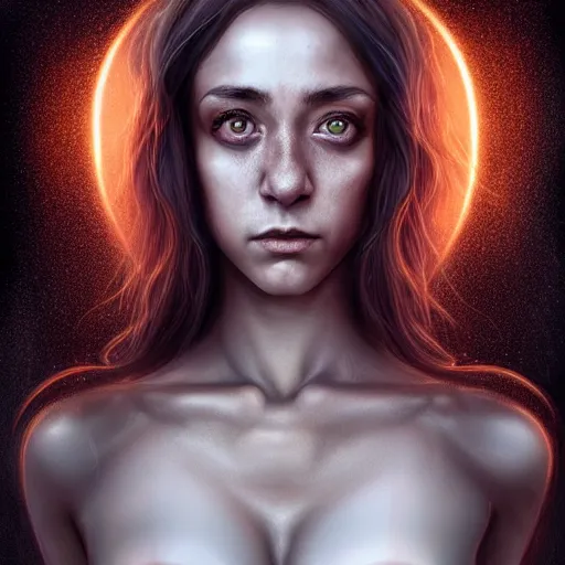 Image similar to gorgeous female Stella Maeve incubus, realistic character concept, full body shot, spooky, illustration, symmetrical face and body, realistic eyes, artstation, cinematic lighting, hyperdetailed, detailed realistic symmetrical eyes, cgsociety, 8k, high resolution, Charlie Bowater, Tom Bagshaw, single face, insanely detailed and intricate, beautiful, elegant, dark bedroom with bed in background, vfx, postprocessing