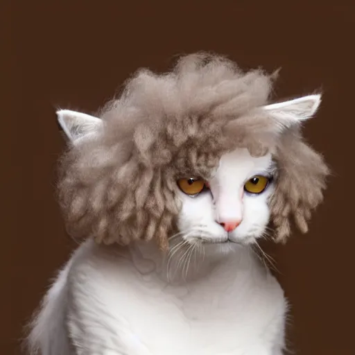 Image similar to a feline poodle - cat - hybrid, animal photography