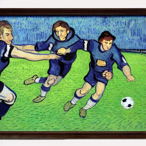 Image similar to Tom Cruise playing football by Van Gogh