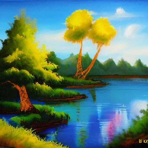 Image similar to sunny day, by bob ross