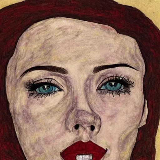 Prompt: drawing of scarlet johansson by egon schiele
