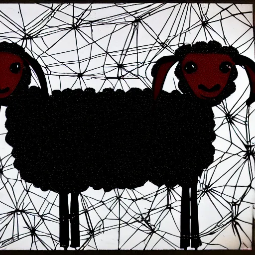 Image similar to sheep made of spyder web beautiful one line