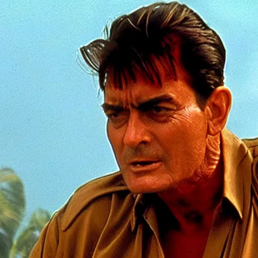 Image similar to charlie sheen in apocalypse now