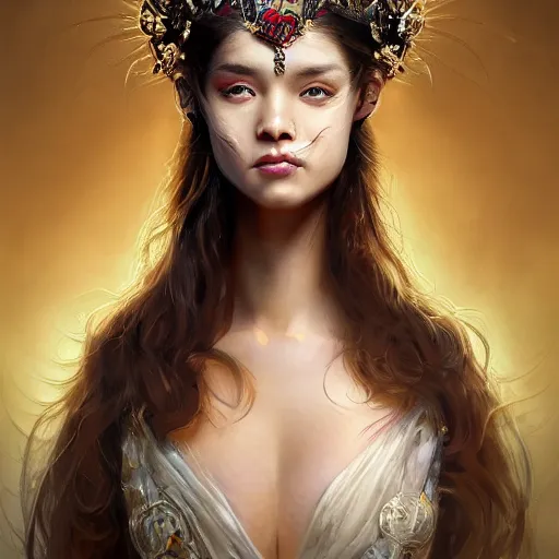 Image similar to A masterpiece portrait of a Incredibly beautiful queer blind sun princess beautiful girl. The Queen of the rats.medium shot, intricate, elegant, highly detailed. trending on artstation, digital art, by Stanley Artgerm Lau, WLOP, Rossdraws, James Jean, Andrei Riabovitchev, Marc Simonetti, Yoshitaka Amano