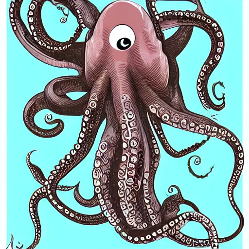 Image similar to sticker of an octopus shark cyborg hybrid, digital art