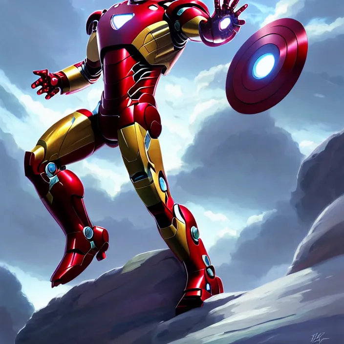 Image similar to iron man ( 2 0 0 8 ), in marble incrusted of legends official fanart behance hd by jesper ejsing, by rhads, makoto shinkai and lois van baarle, ilya kuvshinov, rossdraws global illumination