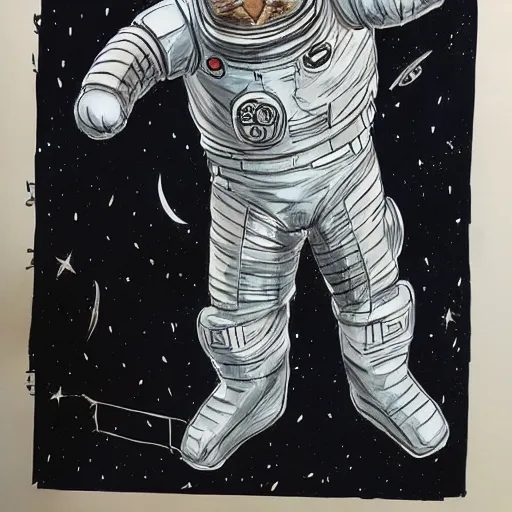 Image similar to cat wearing space armor sketch