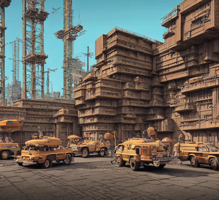 Image similar to hyperrealism photography hyperrealism concept art of highly detailed beavers builders that building highly detailed futuristic ( sci - fi ) city by wes anderson and hasui kawase and scott listfield sci - fi style hyperrealism rendered in blender and octane render volumetric natural light