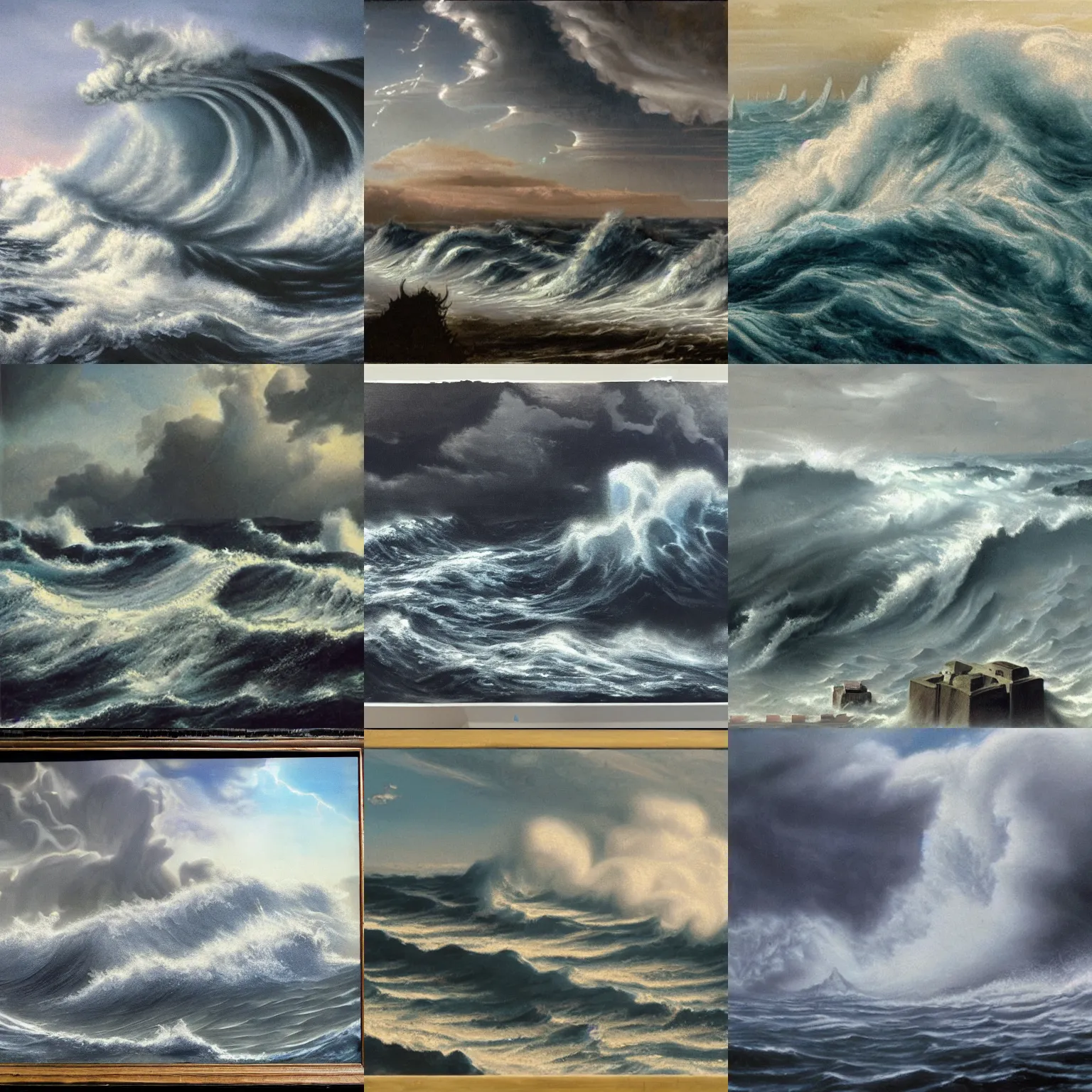 Prompt: a masterpiece matte painting of a turbulent ocean of cement