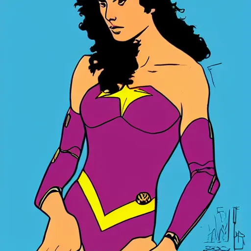 Image similar to “ gal gadot retro minimalist portrait by jean giraud, moebius starwatcher comic, 8 k ”